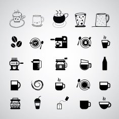 cup and coffee icon set N11