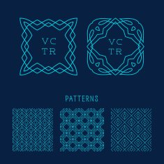 Vector set of outline emblems and patterns N2
