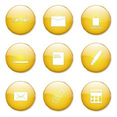 Office Work Yellow Vector Button Icon Design Set N12