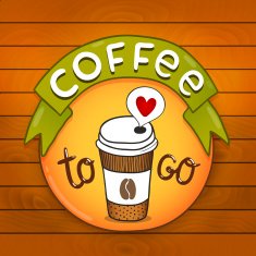 Cartoon coffee badge vector illustration
