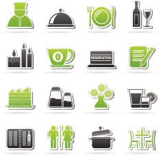Restaurant cafe and bar icons