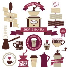 Vector collection of decorative coffee icons N10