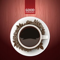 Top view coffee cup with good morning wish