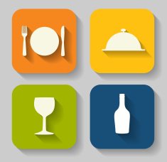 Modern Flat Food Icon Set for Web