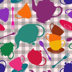 Seamless pattern of tea set