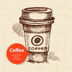 Hand drawn vintage coffee background N17