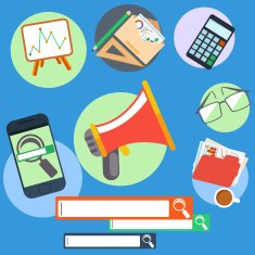 Set of interface elements and office objects icons