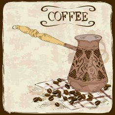 Coffee background with copper turk