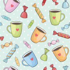 seamless vector pattern with cups and candies N2