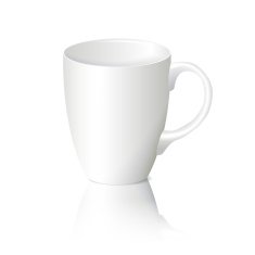 white cup of coffee with reflection