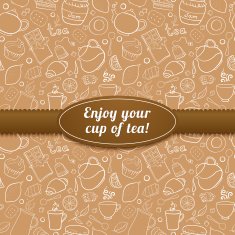 Tea and sweets vector background N4