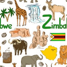 Sketch Zimbabwe seamless pattern