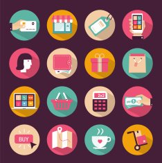Set of flat style shopping icons