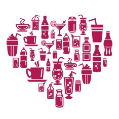 Drinks Icons in Heart Shape N2