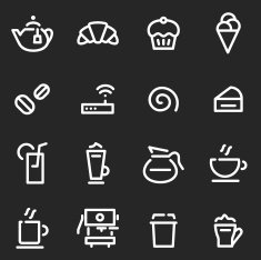 Caf&eacute; Icons - White Series