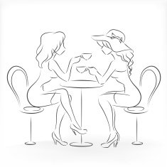 Woman sit in the cafe and drink coffee N2