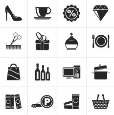 Black Shopping and mall icons
