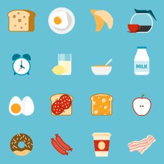 Breakfast icons set N3
