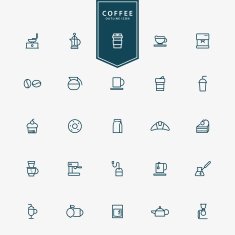 25 coffee minimal line icons
