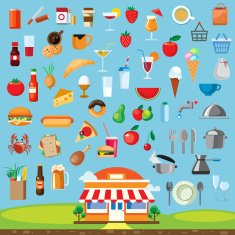 Food icon set flat design