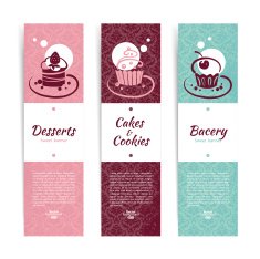 Set of vintage bakery banners with cupcakes N2