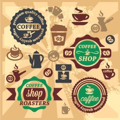 coffee labels and icons