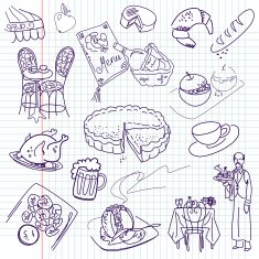 Food doodles Elegant cuisine