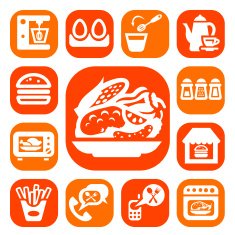 color food and kitchen icons