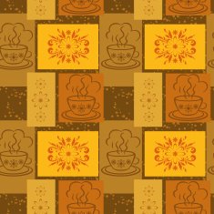 Seamless background cups and floral pattern N3