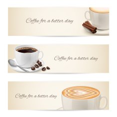 Collection of banners with coffee cups