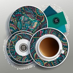 Vector illustration with plates and cup of coffee