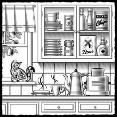 Retro kitchen black and white