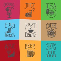 Colorful mosaic menu icons - DRINKS