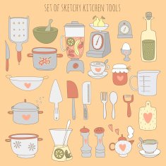 Colorful set of kitchen tools N2