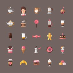 Set of modern flat design coffee-shop cafe and bakery N3