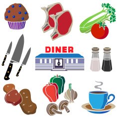 diner icon set N2