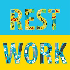 Work and rest objects arranged in form of words N2