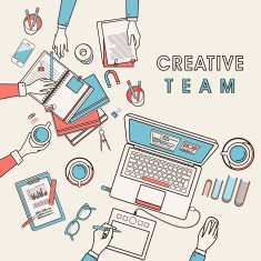 working place of creative team