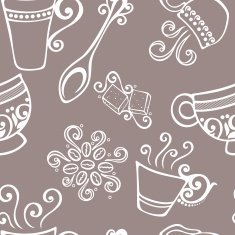 Seamless Pattern with Cups of Coffee (Vector) N5