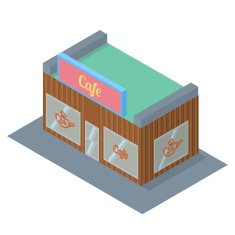 Isometric cafe building icon vector illustration