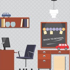 Back to school home room interior vector illustration