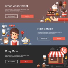 Illustrations of modern flat design coffee-shop cafe and