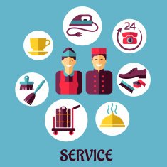 Hotel room service flat design concept