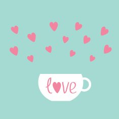 Teacup with hearts Love card