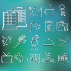 outline hotel and accommodation icons