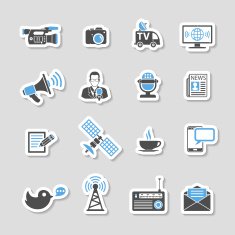 Media and News Icons Sticker Set