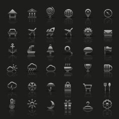 Set of universal silver icons N3