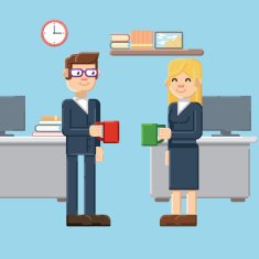 break male and female characters in the office