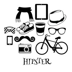Black and white Hipster design elements