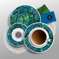 Vector illustration with plates and cup N3